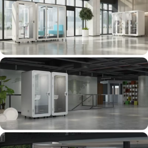 Transparente Schallisolierte Meeting-Pods Für Offene Zusammenarbeit In Malta Und Island